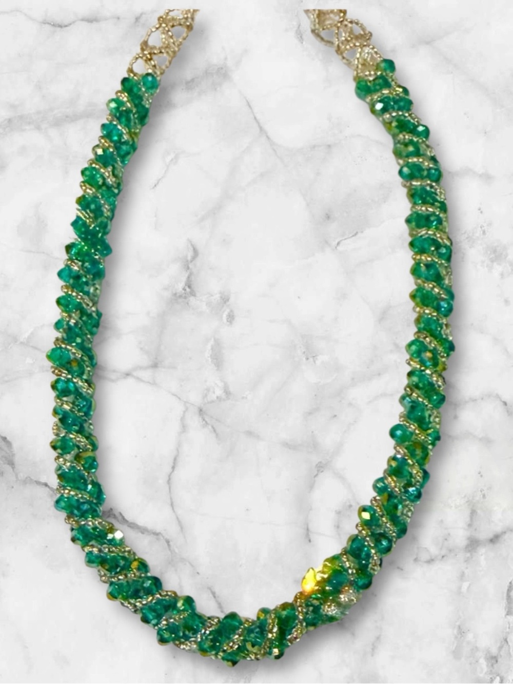 Custom Unique Sparkling  Czech Crystal  Rolled Necklace.       NWT